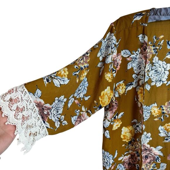 Gypsies & Moondust M Floral Kimono Cardigan Festival Crochet Hippie Boho Beach - Picture 2 of 9